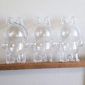 Set of 3 Clear Bunny-Shaped Plastic Display Capsules